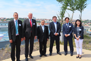 Group photo of guests in attendance at exchange ceremony including Ambassador Shimazaki (third from left) and Deputy Minister Očko (fourth from left)