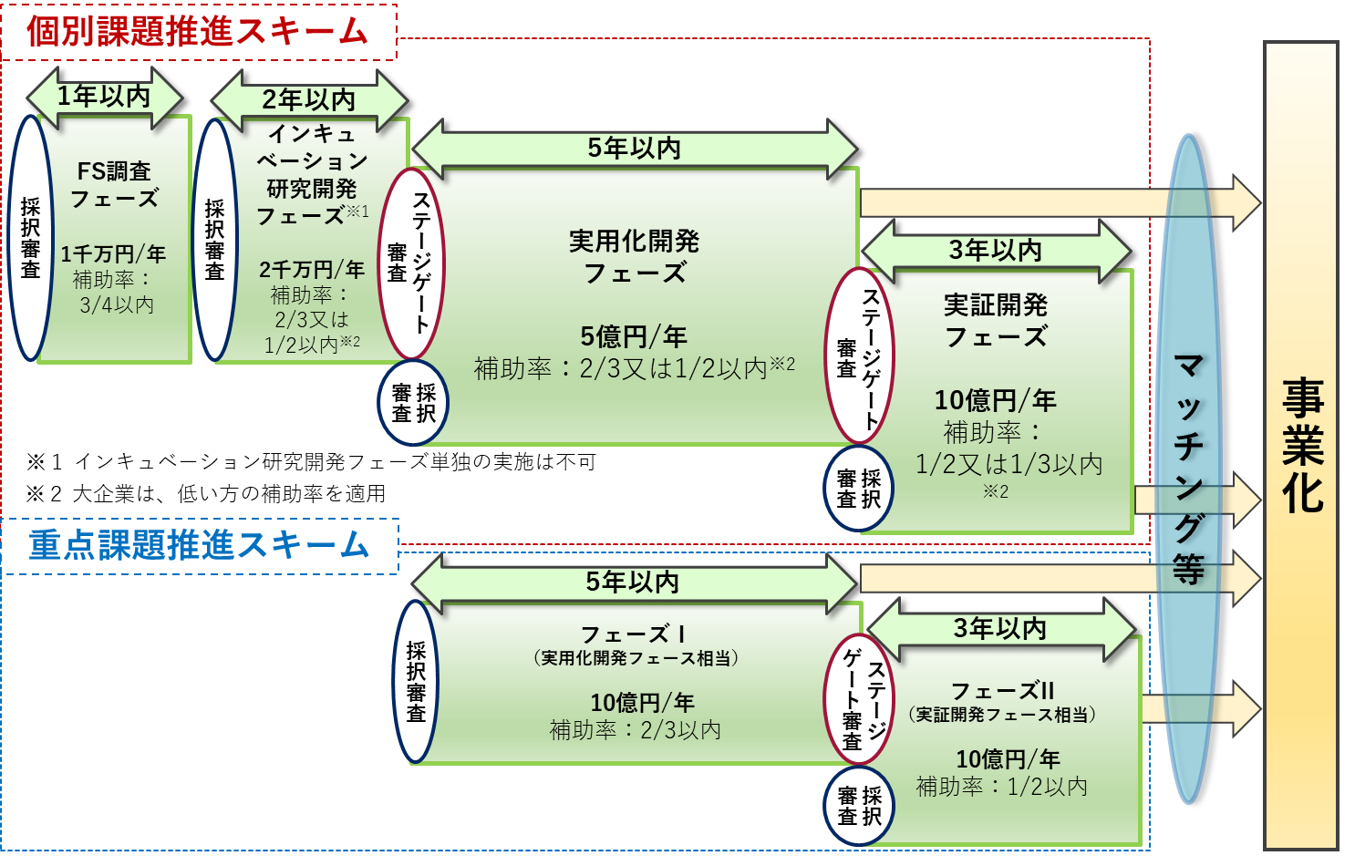 個別課題推進スキームと重点課題推進スキームそれぞれのスキーム概要を説明している画像