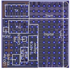 図1　今回試作したトランシーバーのチップ写真（16nm-FinFETプロセスで試作）　&copy;2022 IEEE（※7）の画像