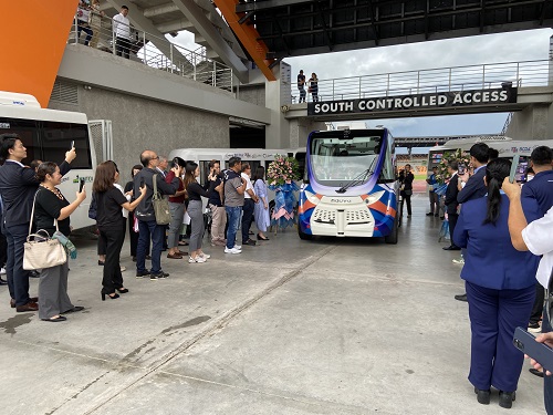 Photo of a demo ride on the autonomous bus