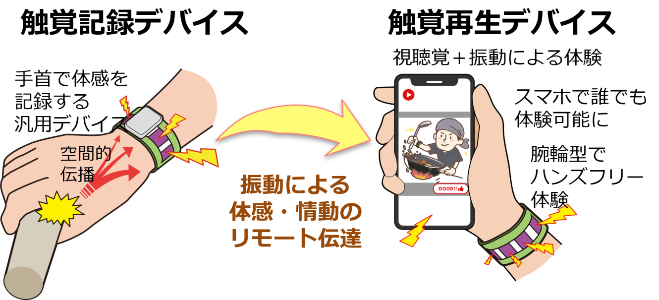 双方向リモート触覚伝達システムの図