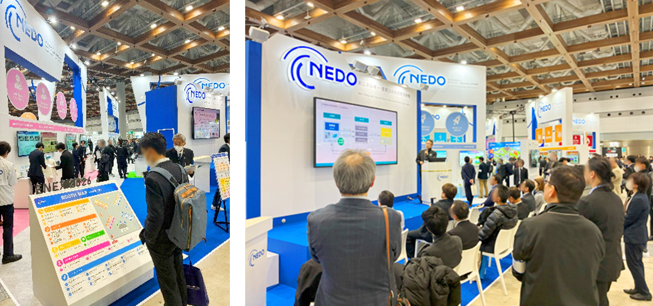 Photo of NEDO booth bustling with visitors